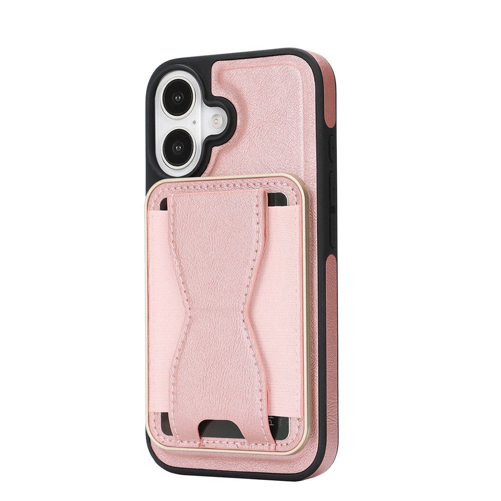 iPhone 17 EIDERWOOD Faux Leather Back Case with Card Holder & Stand Function - MagSafe Compatible - Pink