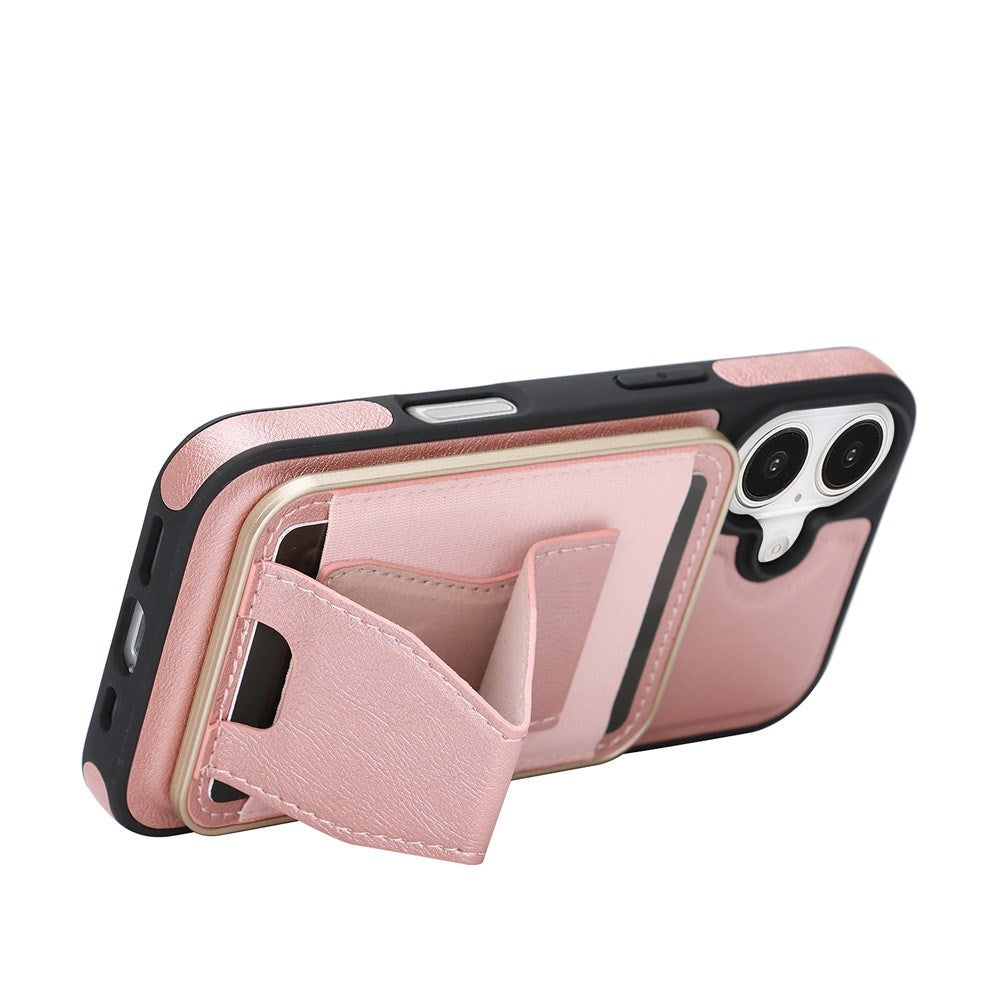 iPhone 17 EIDERWOOD Faux Leather Back Case with Card Holder & Stand Function - MagSafe Compatible - Pink