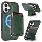 iPhone 17 EIDERWOOD Faux Leather Back Case with Card Holder & Stand Function - MagSafe Compatible - Green