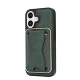 iPhone 17 EIDERWOOD Faux Leather Back Case with Card Holder & Stand Function - MagSafe Compatible - Green