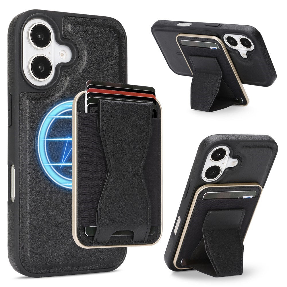 iPhone 17 EIDERWOOD Faux Leather Back Case with Card Holder & Stand Function - MagSafe Compatible - Black