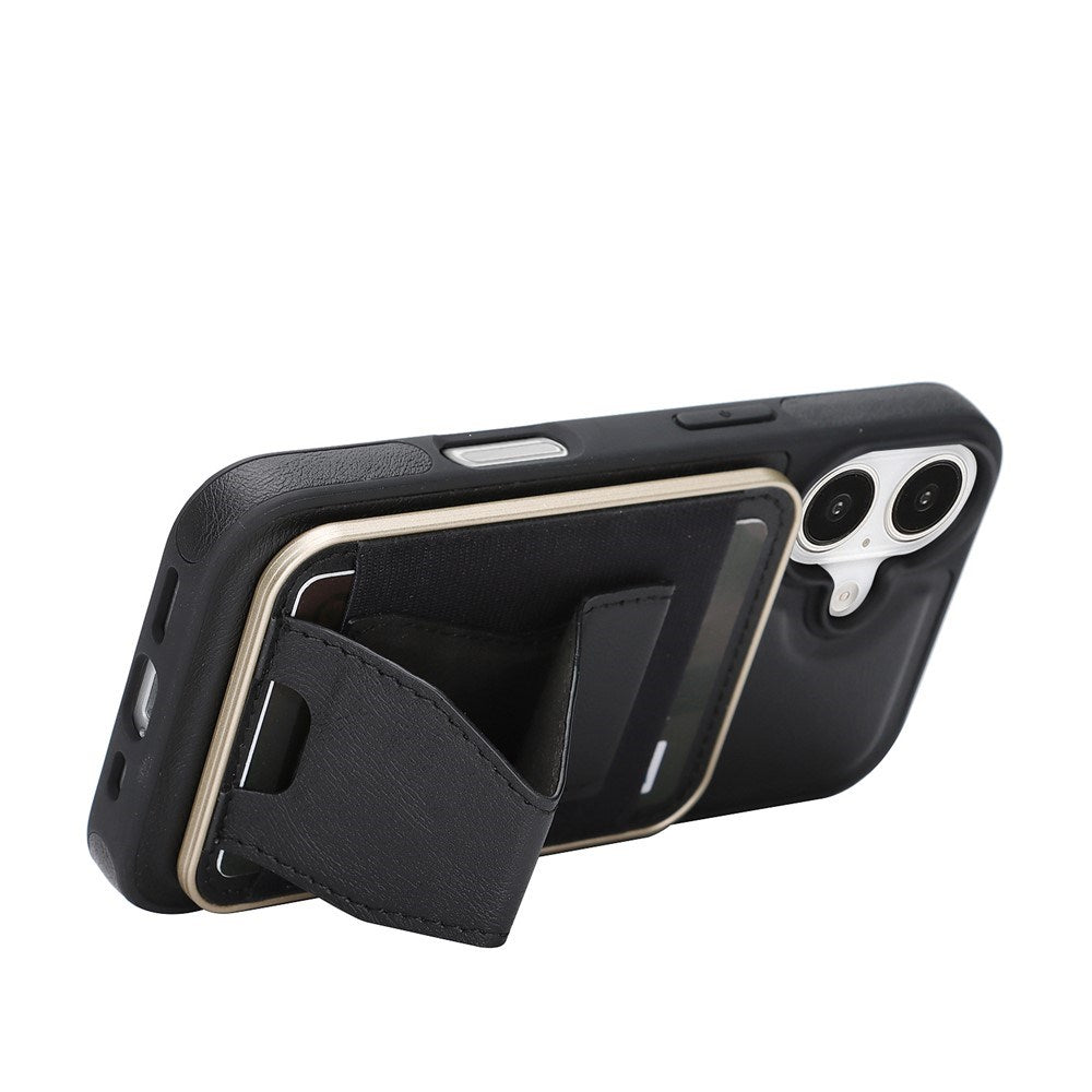 iPhone 17 EIDERWOOD Faux Leather Back Case with Card Holder & Stand Function - MagSafe Compatible - Black