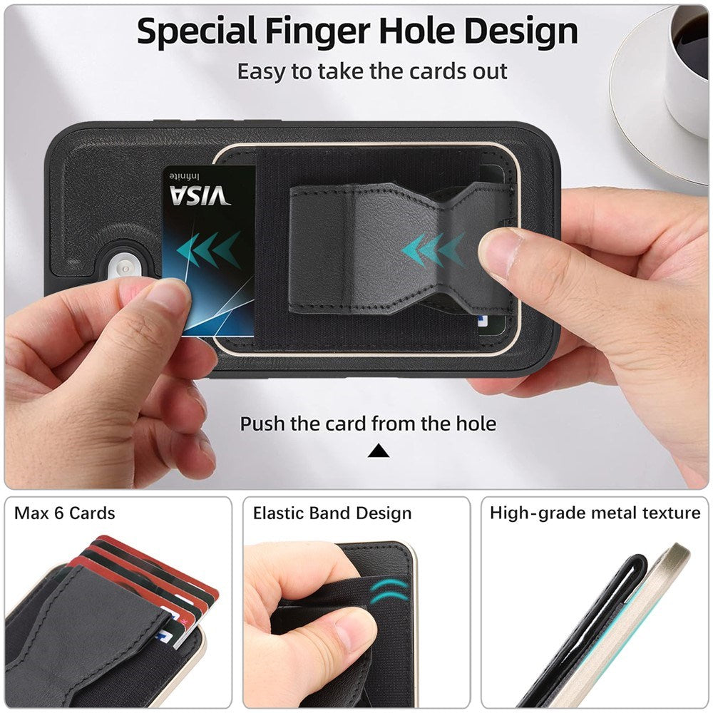 iPhone 17 EIDERWOOD Faux Leather Back Case with Card Holder & Stand Function - MagSafe Compatible - Black