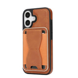 iPhone 17 EIDERWOOD Faux Leather Back Case with Card Holder & Stand Function - MagSafe Compatible - Brown