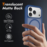 iPhone 18 Pro / 17 Pro EIDERWOOD 2-in-1 Matte Hybrid Plastic Case w. Screen Protector Film - MagSafe Compatible - Blue