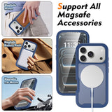 iPhone 18 Pro / 17 Pro EIDERWOOD 2-in-1 Matte Hybrid Plastic Case w. Screen Protector Film - MagSafe Compatible - Blue