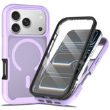 iPhone 18 Pro / 17 Pro EIDERWOOD 2-in-1 Matte Hybrid Plastic Case w. Screen Protector Film - MagSafe Compatible - Purple