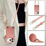 iPhone 17 Pro EIDERWOOD Faux Leather Back Case with Strap - Pink