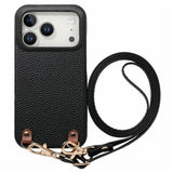 iPhone 17 Pro EIDERWOOD Faux Leather Back Case with Strap - Black