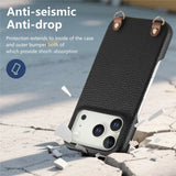 iPhone 17 Pro EIDERWOOD Faux Leather Back Case with Strap - Black