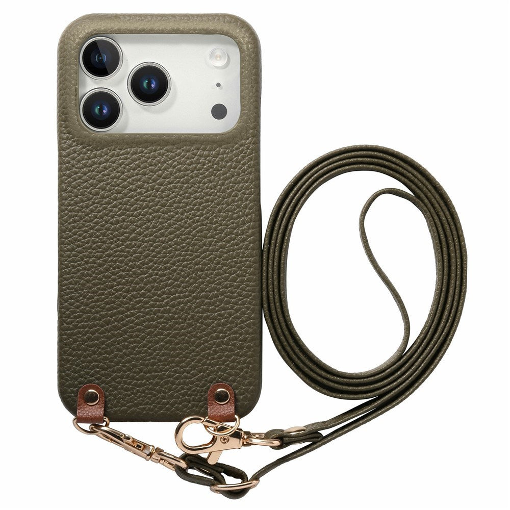 iPhone 17 Pro Max EIDERWOOD Faux Leather Back Case with Strap - Green