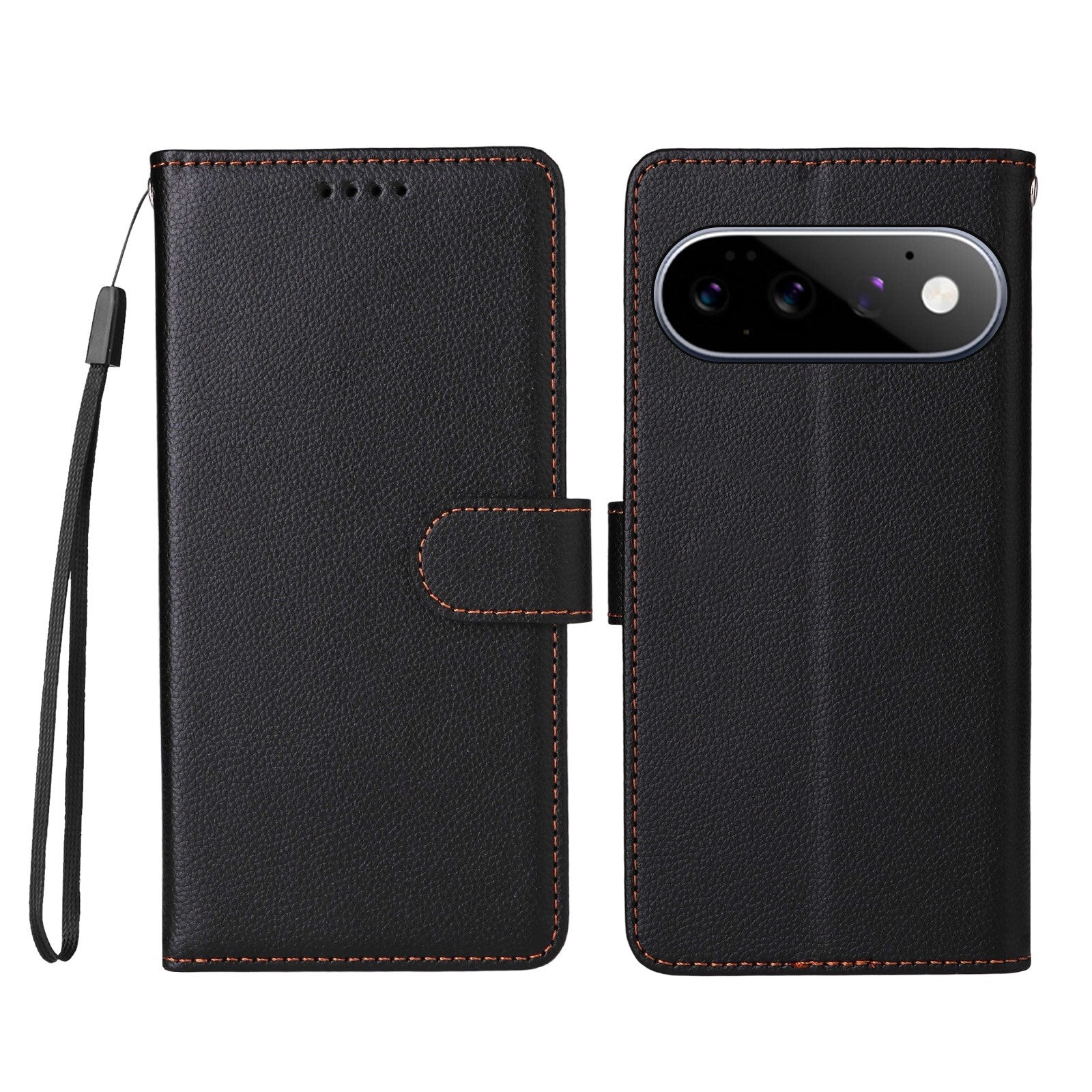EIDERWOOD Google Pixel 11 / 11 Pro Flip Case - Card Holder & Wrist Strap - Black