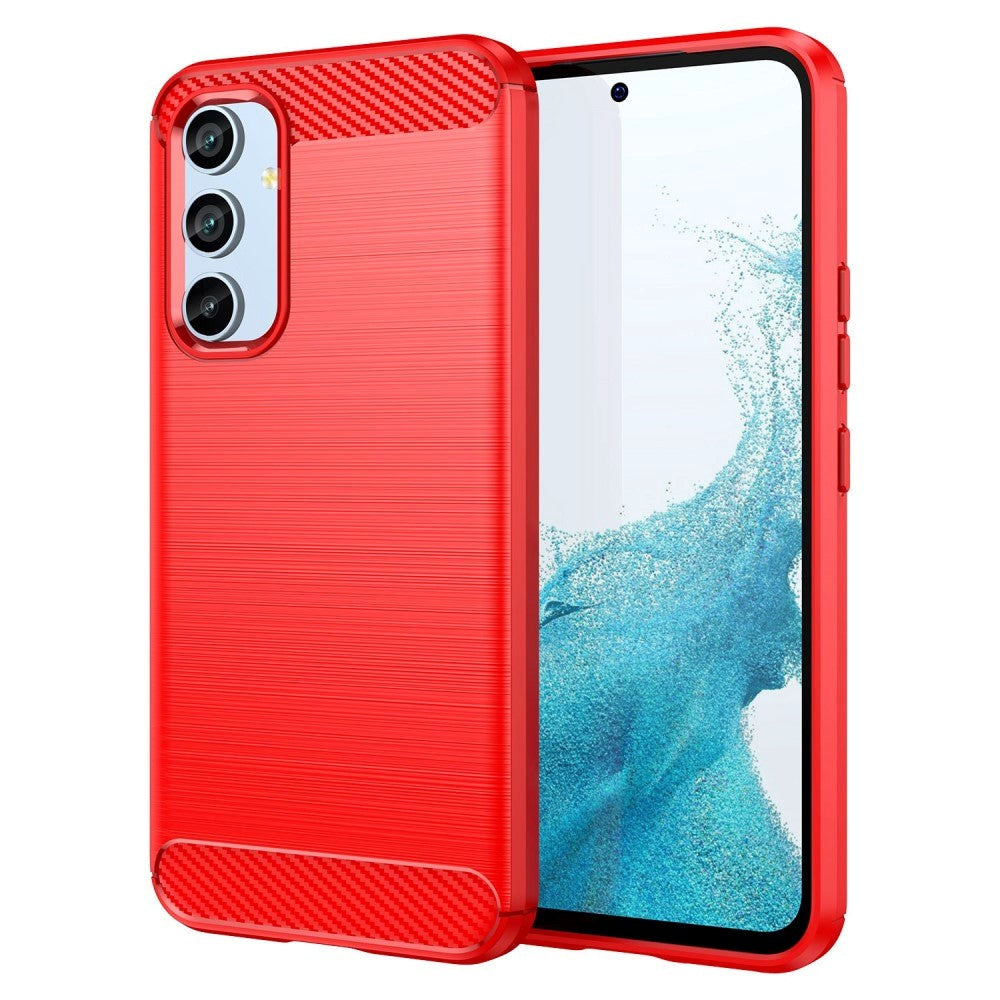 Samsung Galaxy A54 (5G) Carbon Fiber Flexible Plastic Case - Red