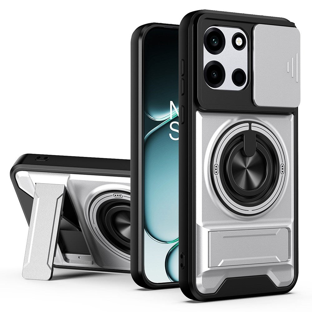 OnePlus Nord CE6 / Nord 6 EIDERWOOD Hybrid Tough Case with Kickstand & Cam Slider - MagSafe Compatible - Silver