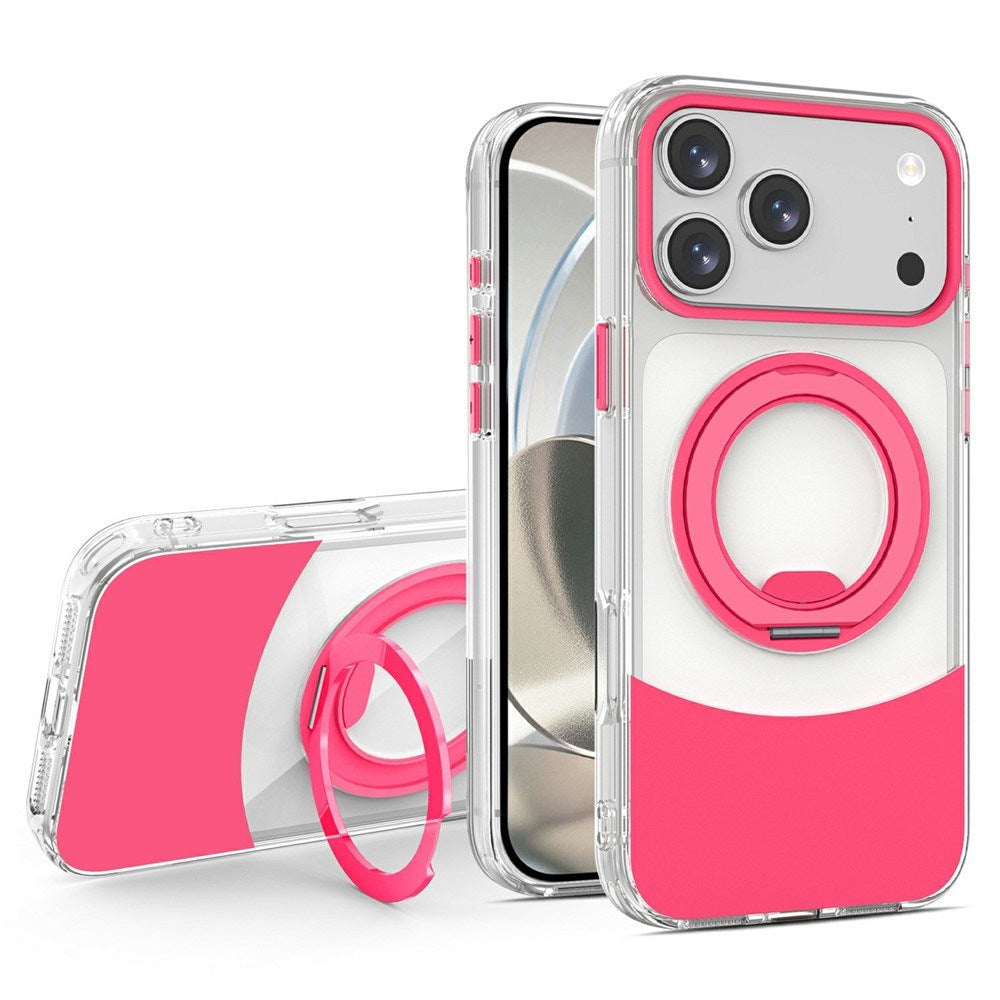 iPhone 17 Pro EIDERWOOD Hybrid Case with Stand Function - MagSafe Compatible - Transparent / Hot Pink