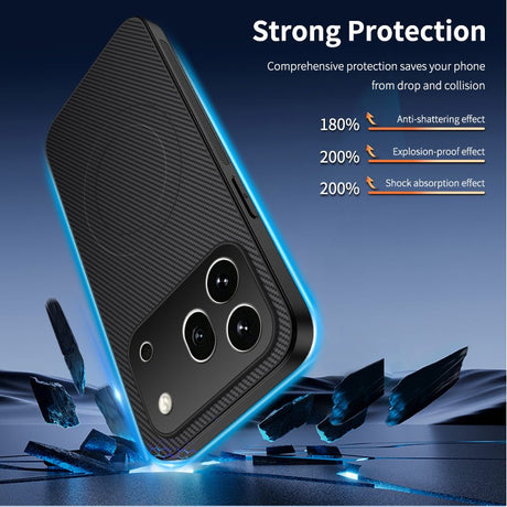 Honor 600 Pro WANLONFENG Case with Carbon Texture - MagSafe Kompatibel - Blue
