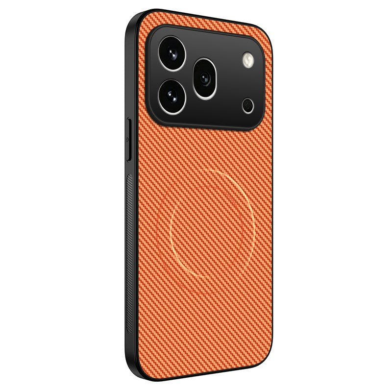 Honor 600 Pro WANLONFENG Case with Carbon Texture - MagSafe Kompatibel - Orange