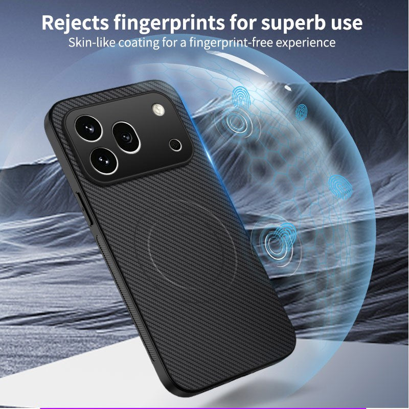 Honor 600 Pro WANLONFENG Case with Carbon Texture - MagSafe Kompatibel - Orange