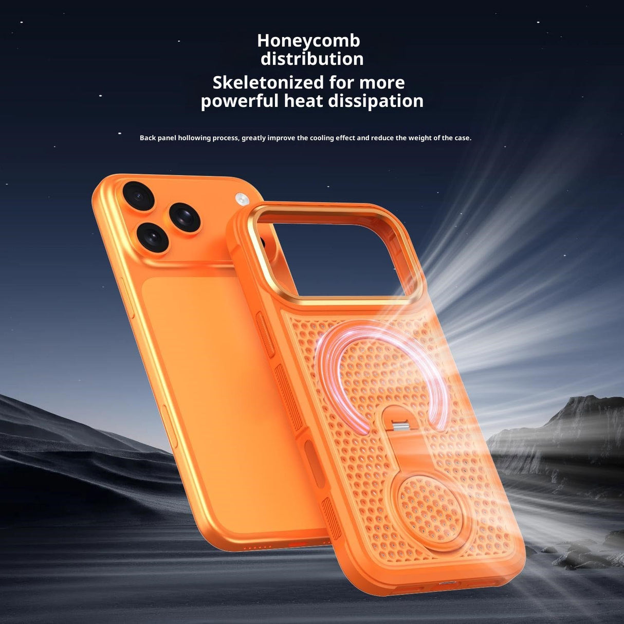 iPhone 17 Pro EIDERWOOD Hybrid Case with Heat Dissipation & 360° Rotating Kickstand - MagSafe Compatible - White
