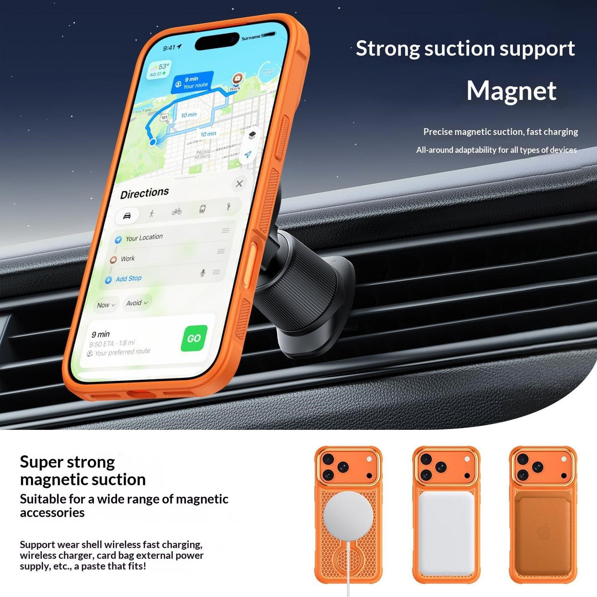 iPhone 17 Pro EIDERWOOD Hybrid Case with Heat Dissipation & 360° Rotating Kickstand - MagSafe Compatible - Blue