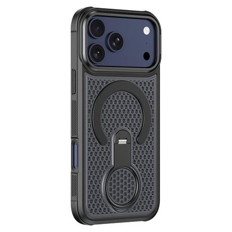 iPhone 17 Pro Max EIDERWOOD Hybrid Case with Heat Dissipation & 360° Rotating Kickstand - MagSafe Compatible - Black