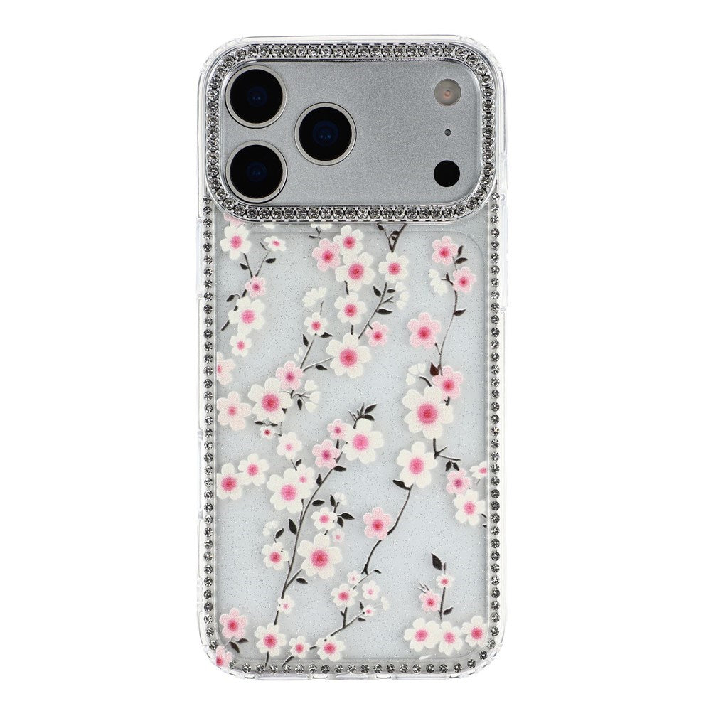 iPhone 17 Pro Max EIDERWOOD Hybrid Case with Rhinestone & Floral Design - Transparent / Cherry Blossoms