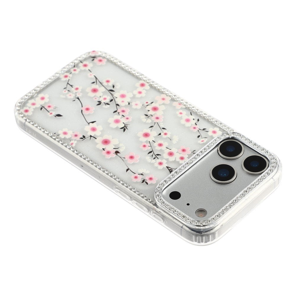 iPhone 17 Pro Max EIDERWOOD Hybrid Case with Rhinestone & Floral Design - Transparent / Cherry Blossoms