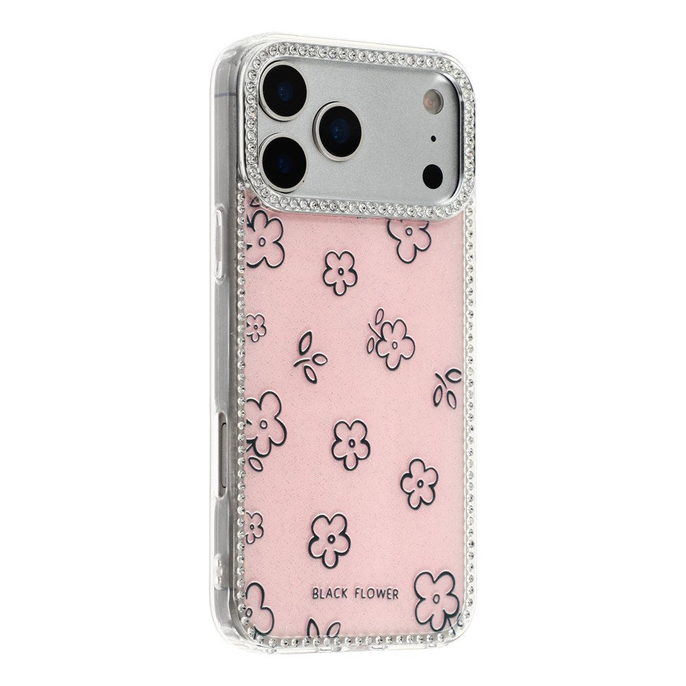iPhone 17 Pro Max EIDERWOOD Hybrid Case with Rhinestone & Floral Design - Pink / Flowers