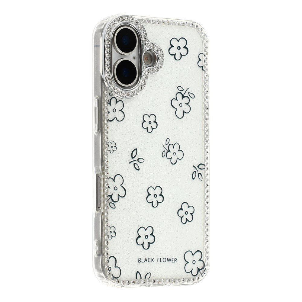 iPhone 17 EIDERWOOD Hybrid Case with Rhinestone & Floral Design - White / Flowers