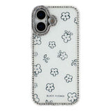 iPhone 17 EIDERWOOD Hybrid Case with Rhinestone & Floral Design - White / Flowers