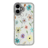 iPhone 17 EIDERWOOD Hybrid Case with Rhinestone & Floral Design - White / Multicolored Flowers