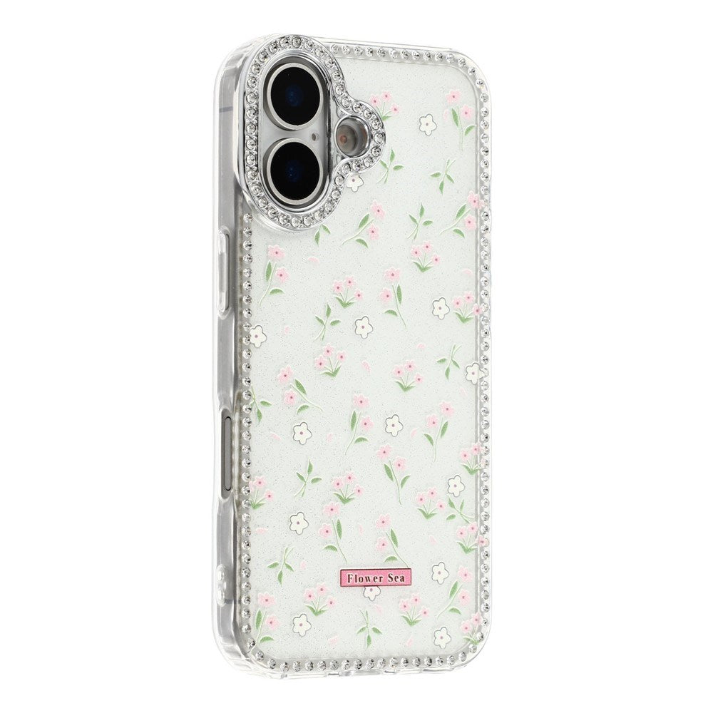 iPhone 17 EIDERWOOD Hybrid Case with Rhinestone & Floral Design - White / Spring Flowers