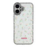 iPhone 17 EIDERWOOD Hybrid Case with Rhinestone & Floral Design - White / Spring Flowers