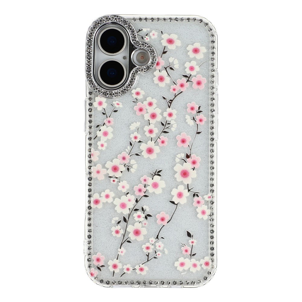 iPhone 17 EIDERWOOD Hybrid Case with Rhinestone & Floral Design - Transparent / Cherry Blossoms