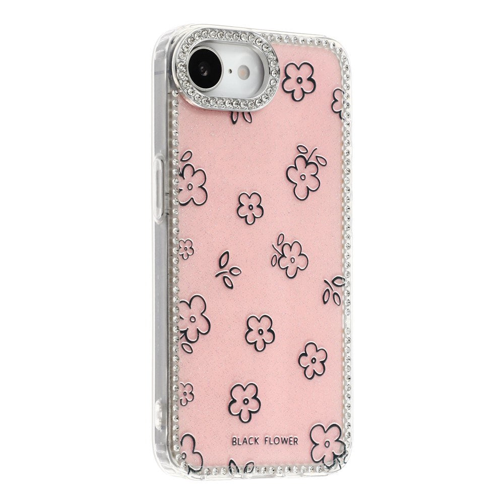 iPhone 17e / 16e EIDERWOOD Hybrid Case with Rhinestone & Floral Design - Pink / Flowers