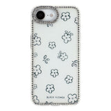 iPhone 17e / 16e EIDERWOOD Hybrid Case with Rhinestone & Floral Design - White / Flowers