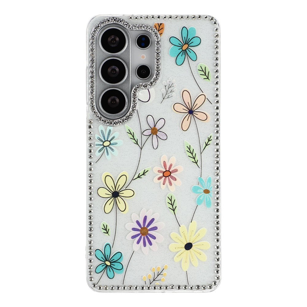 Samsung Galaxy S26 Ultra EIDERWOOD Hybrid Case with Rhinestone & Floral Design - White / Multicolored Flowers