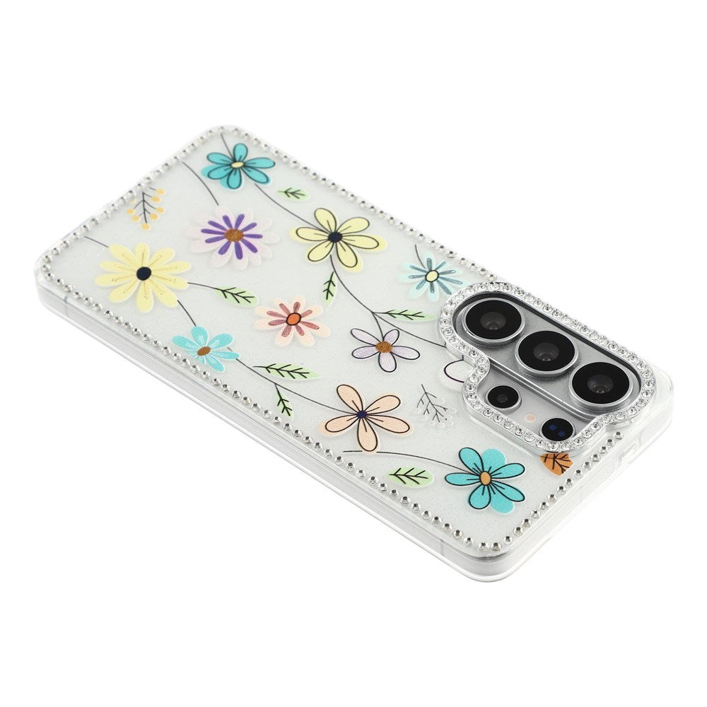 Samsung Galaxy S26 Ultra EIDERWOOD Hybrid Case with Rhinestone & Floral Design - White / Multicolored Flowers