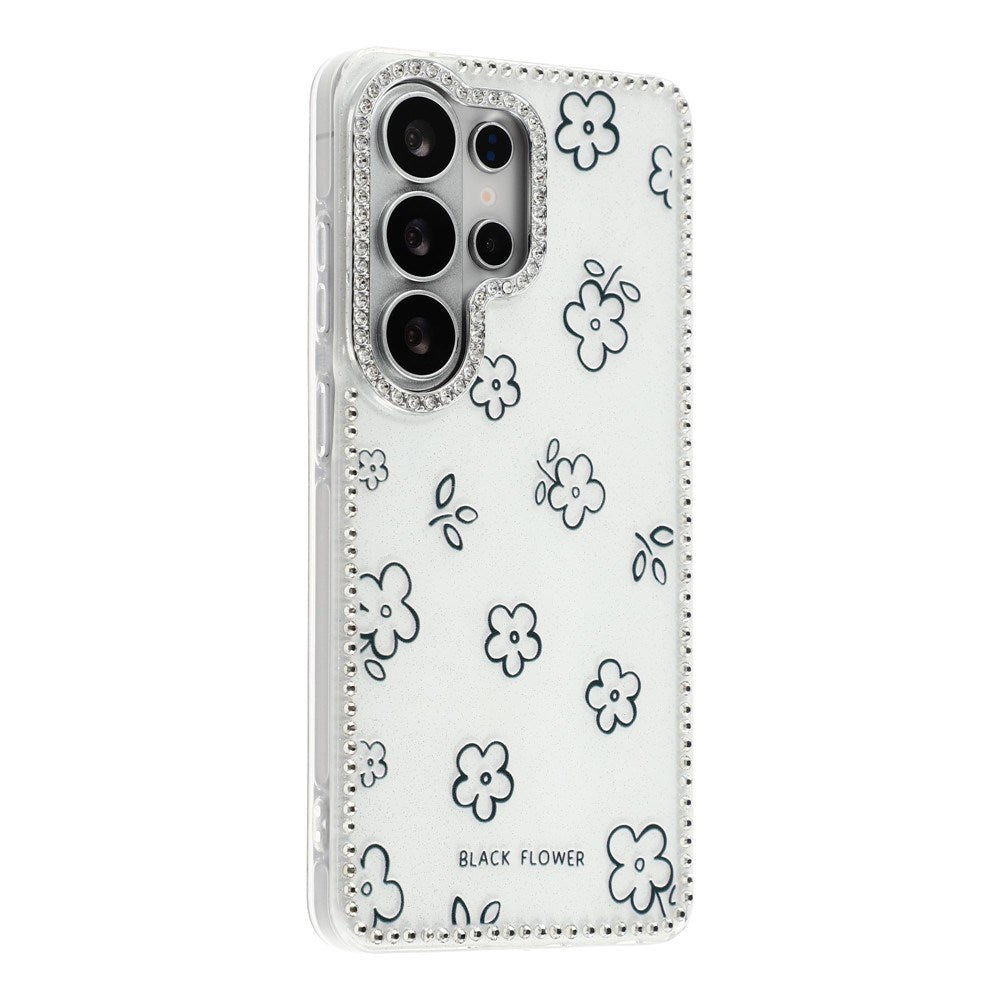 Samsung Galaxy S26 Ultra EIDERWOOD Hybrid Case with Rhinestone & Floral Design - White / Flowers