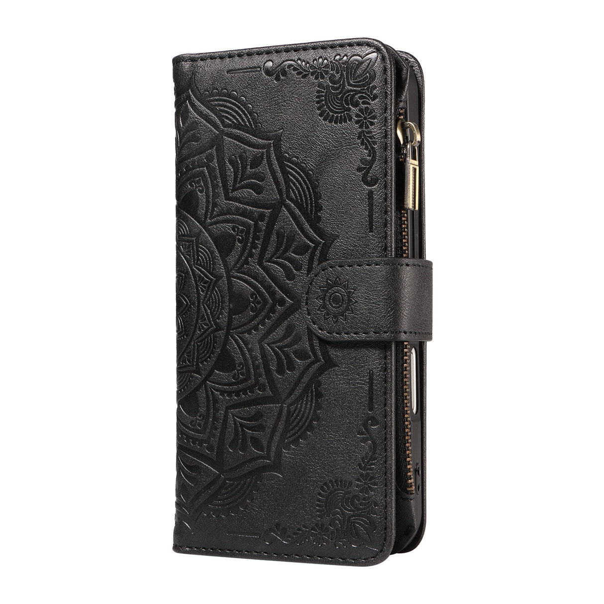 iPhone 17 EIDERWOOD Flip Case with 9 x Card Holder - Zipper Pocket - RFDI Blocking - Strap - Black