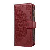 iPhone 17 EIDERWOOD Flip Case with 9 x Card Holder - Zipper Pocket - RFDI Blocking - Strap - Red
