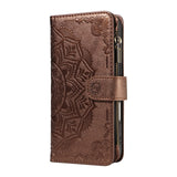 iPhone 17e / 16e EIDERWOOD Flip Case with 9 x Card Holder - Zipper Pocket - RFDI Blocking - Strap - Brown