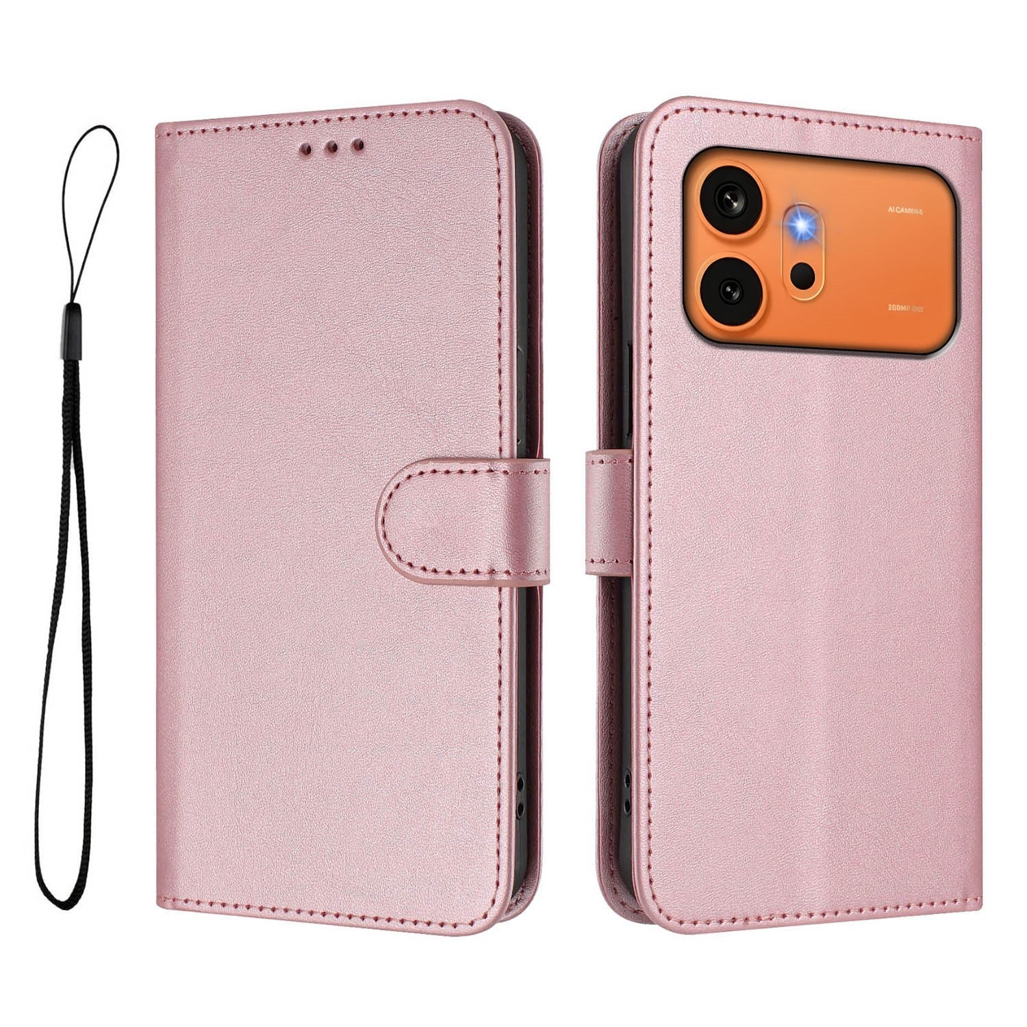 Honor 600 / 600 Pro EIDERWOOD Faux Leather Flip Case with Strap - Pink
