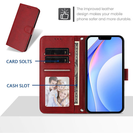 Honor 600 / 600 Pro EIDERWOOD Faux Leather Flip Case with Strap - Red