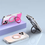 iPhone 15 Pro EIDERWOOD Hybrid Case with Stand Function - MagSafe Compatible - Transparent / Pink