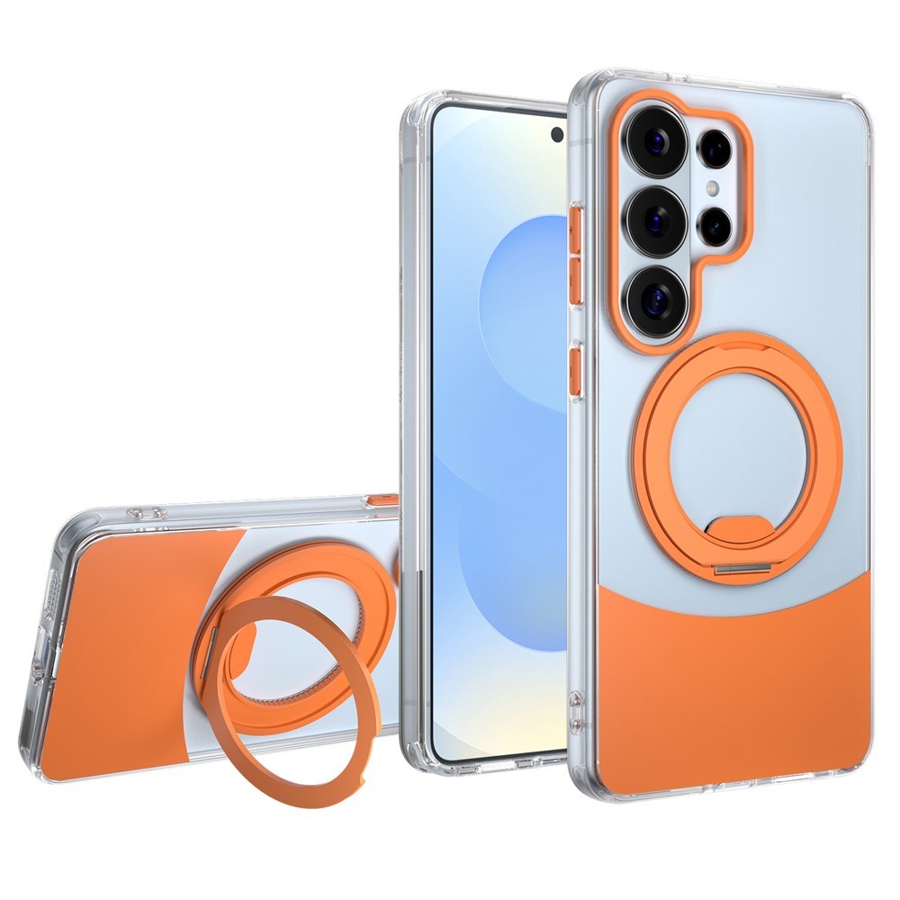 Samsung Galaxy S26 Ultra EIDERWOOD Hybrid Case with Stand Function - MagSafe Compatible - Transparent / Orange