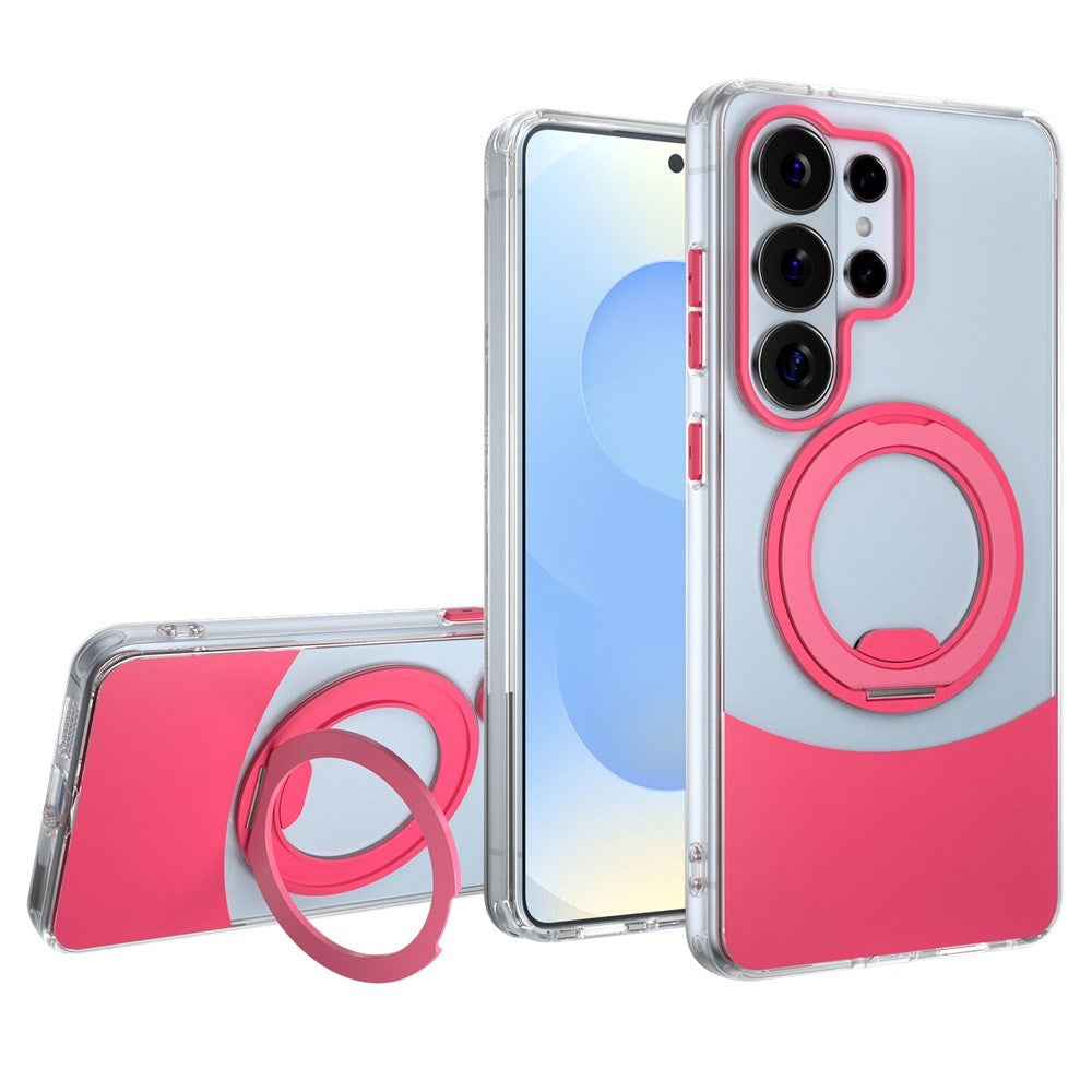 Samsung Galaxy S26 Ultra EIDERWOOD Hybrid Case with Stand Function - MagSafe Compatible - Transparent / Hot Pink