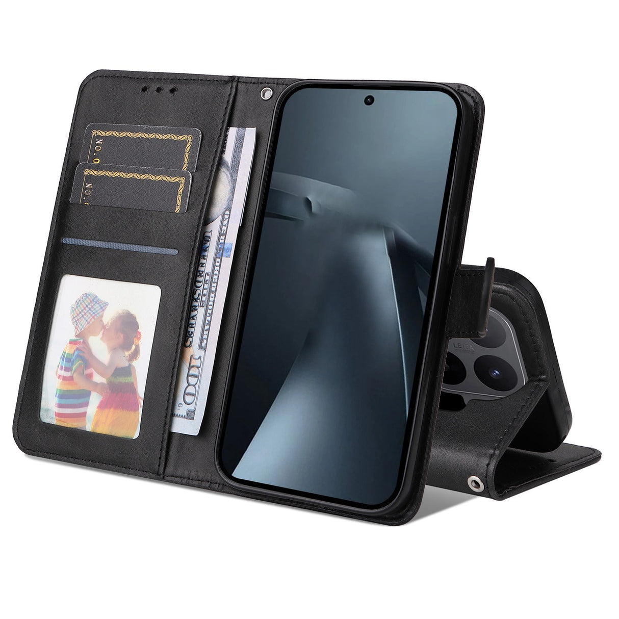 Xiaomi 17T EIDERWOOD Faux Leather Flip Case with Strap - Black