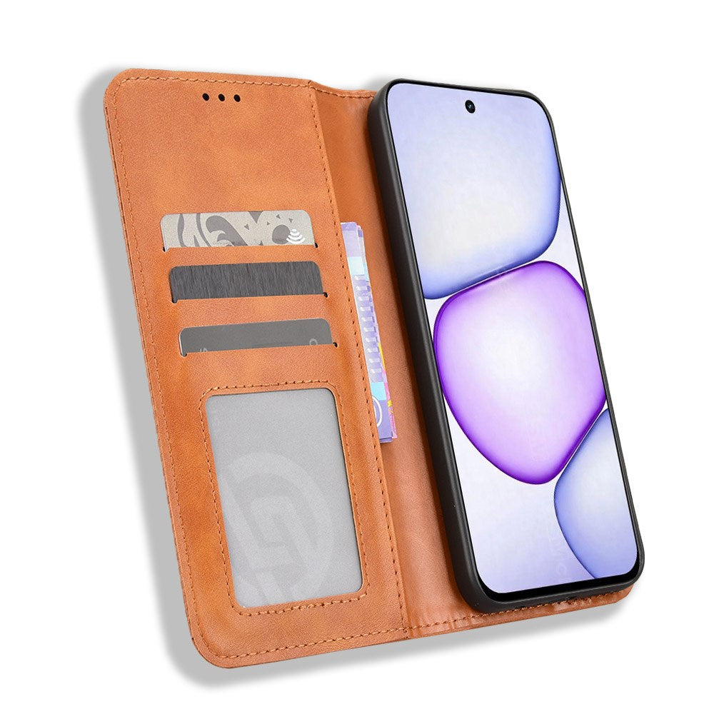 Realme C100 EIDERWOOD Faux Leather Flip Case with Card Holder & Stand Function - Brown