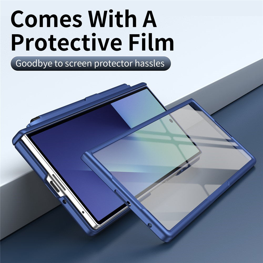 Samsung Galaxy Z Fold8 Hard Plastic Case with Screen Protector & Kickstand - Dark Blue